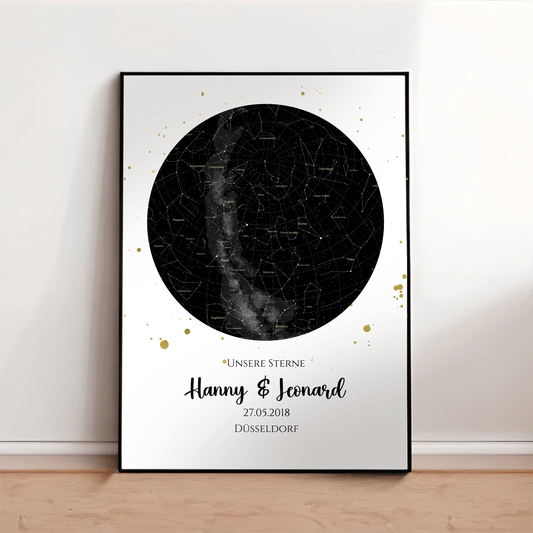 Hochzeitsgeschenk | Personalisierte Sternkarte | Sternenbild Poster | Sternkarte Geschenk zur Hochzeit, zur Geburt, zur Taufe | Geschenk Brautpaar
