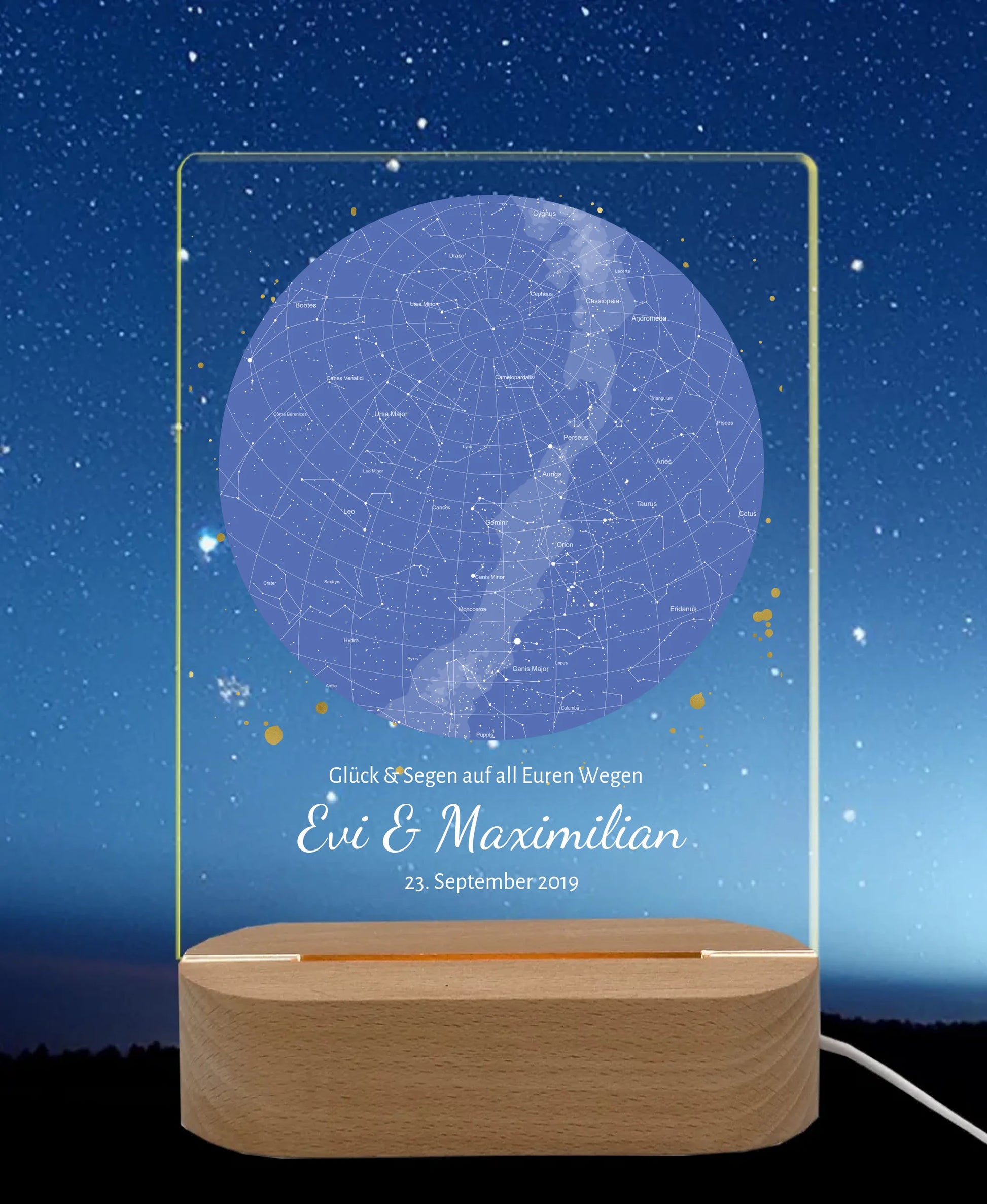 Licht an Nachthimmel