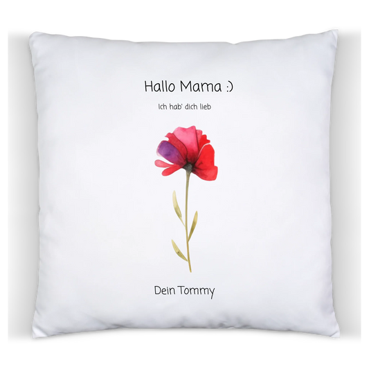 Personalisiertes Geschenk Mama / Papa / Muttertagsgeschenk & Vatertagsgeschenk Blumenkissen mit Kindernamen Premium Kissen Premium Kissen (Plüschoberfläche)