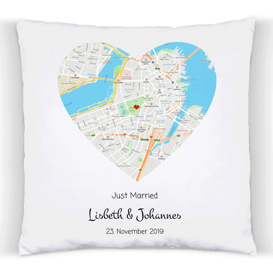 Personalisiertes Kissen im MAP-Style als Hochzeitsgeschenk, Geschenk Partner, Geschenk Partnerin, Geschenk Valentin, Hochzeitstag, Geburtstagsgeschenk
