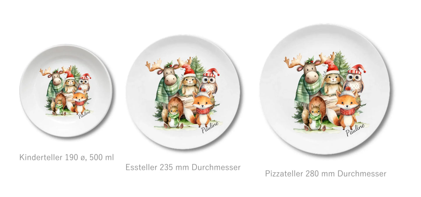 Kinderteller Weihnachten - Weihnachtsteller mit Namen personalisiert, Kindergeschirr Weihnachten 3