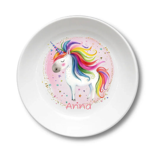 Kinderteller mit Namen, Kindergeschirr personalisiert, Kindergeschenkidee, Taufgeschenk, Geschenk Geburt, Einschulung, Geburtstag, Weihnachten, Geschirrset Einhorn