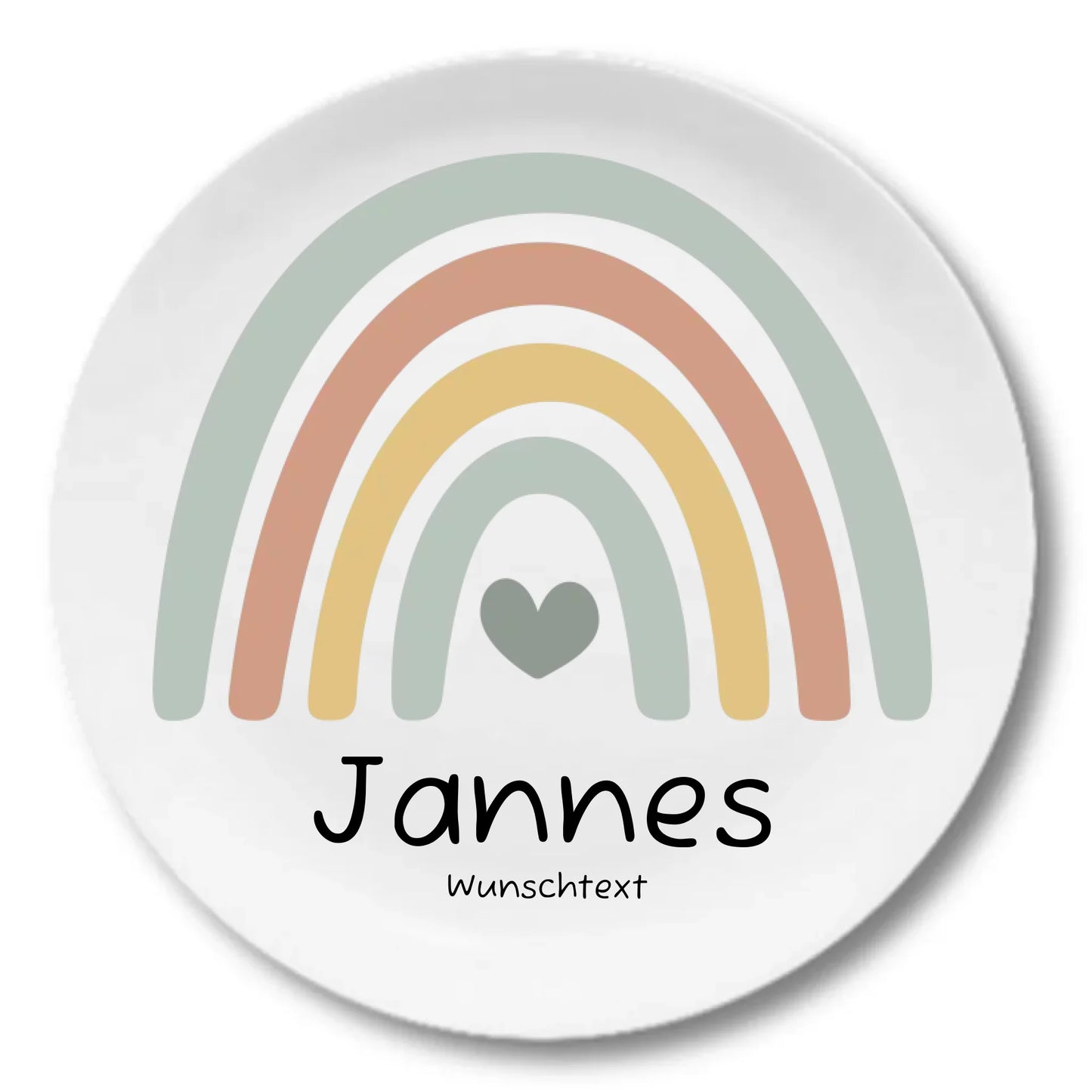 Personalisierter Kinderteller Regenbogen Junge Kindergeschirr Teller | Geschenk 1. Geburtstag, Einschulung Teller personalisiert 1x flacher Teller Durchmesser 23,5 cm - - nur innerhalb Deutschland lieferbar
