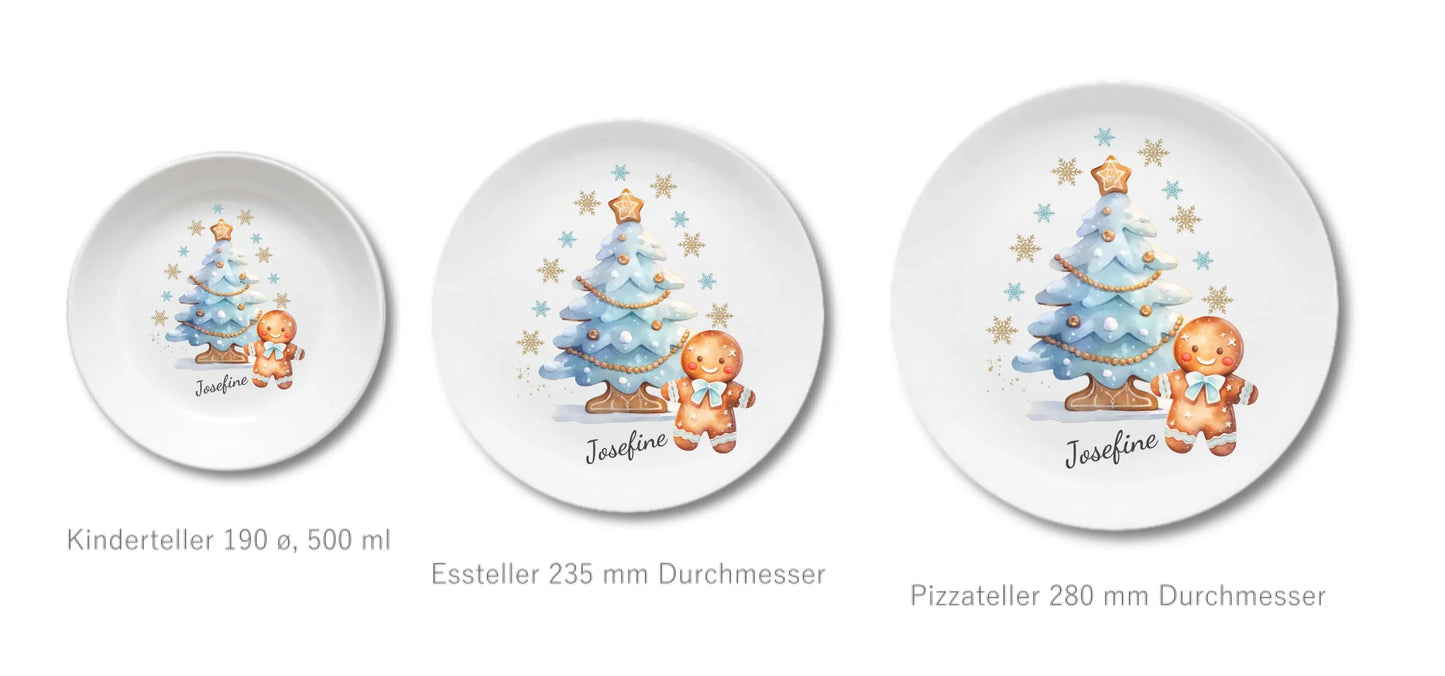 Kinderteller Lebkuchenmann - Weihnachtsteller mit Namen personalisiert, Kindergeschirr