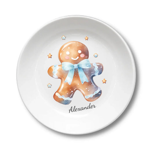 Kinderteller mit Namen, Kindergeschirr personalisiert, Kindergeschenkidee, Taufgeschenk, Geschenk Geburt, Einschulung, Geburtstag, Weihnachten, Geschirrset Lebkuchenmann