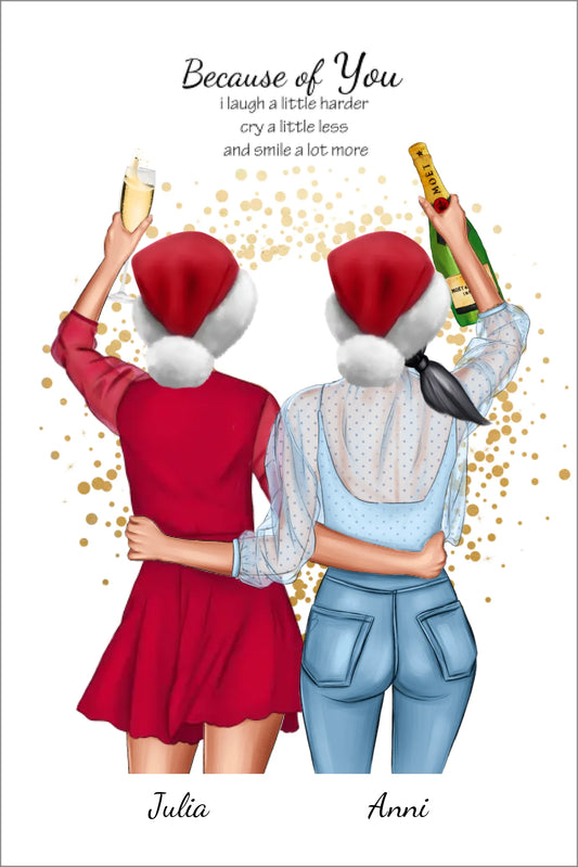 Personalisiertes Weihnachtsgeschenk Poster für beste Freundin, Freundin Bild personalisiert Leinwanddruck Leinwandbild