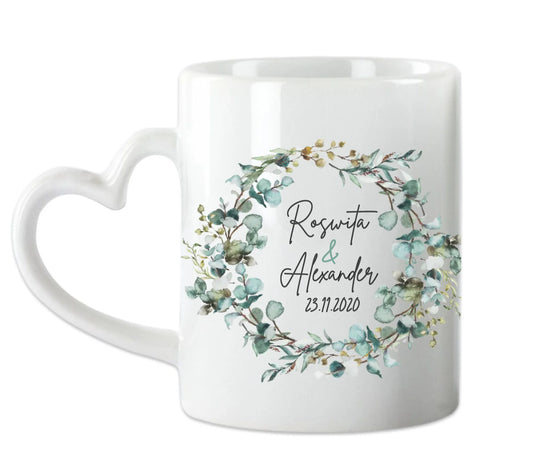 Personalisierte Hochzeitsgeschenk Tasse Eukalyptus Brautpaar, Ehepaar - Geschenk Hochzeit 2