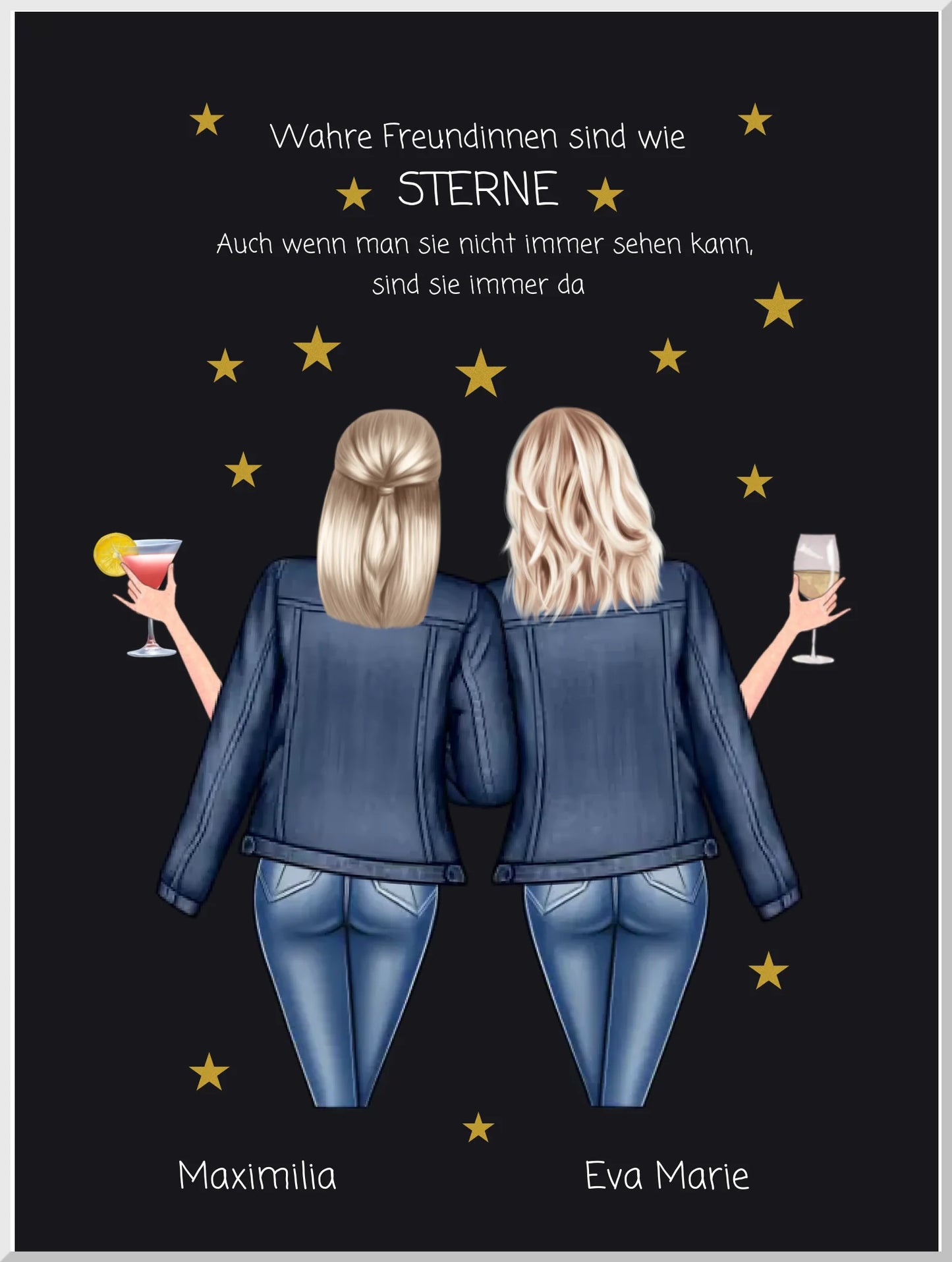 Geschenk für die beste Freundin – Wahre Freundinnen Poster personalisiert mit Namen & Spruch – BFF Bild