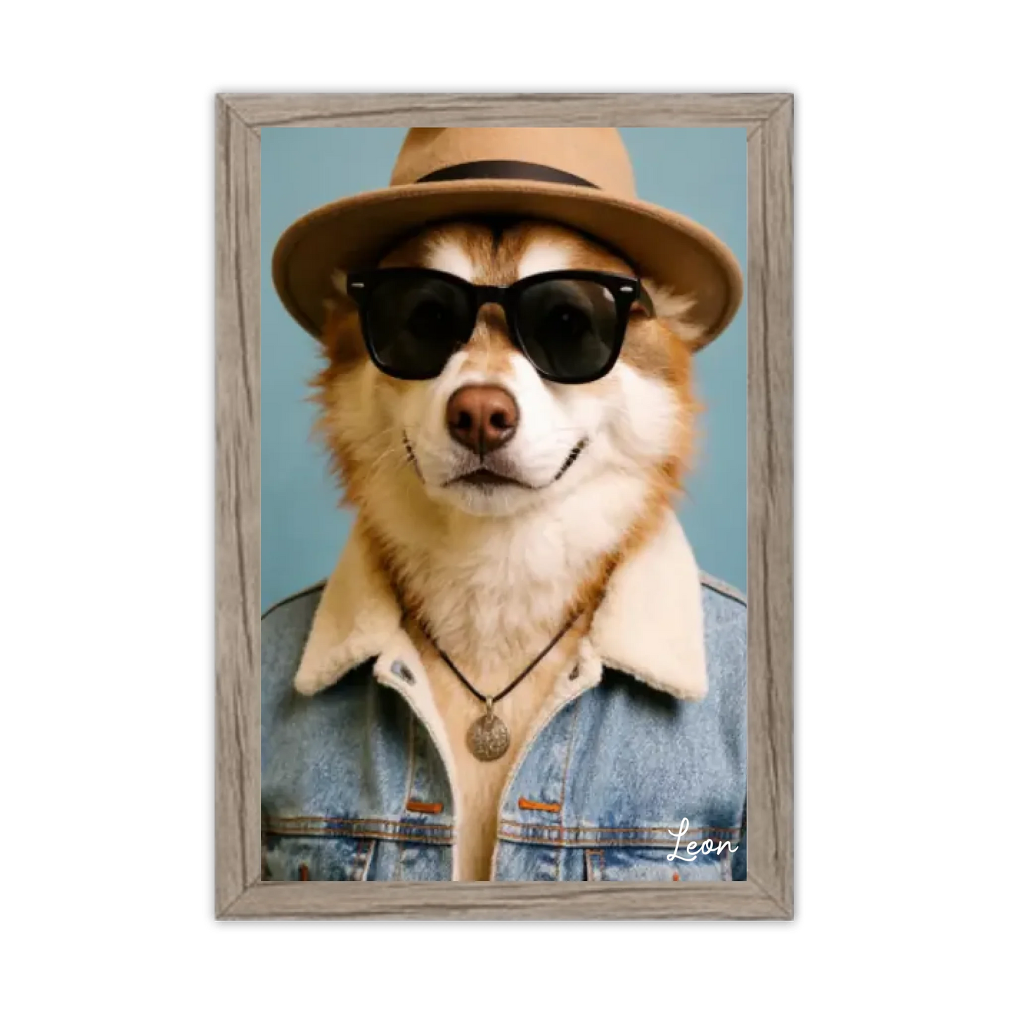 Hund Portrait - Hundeposter personalisiert - Weihnachtsgeschenk & Geburtstagsgeschenk Gerahmtes Poster Eichenflair Eichenflair