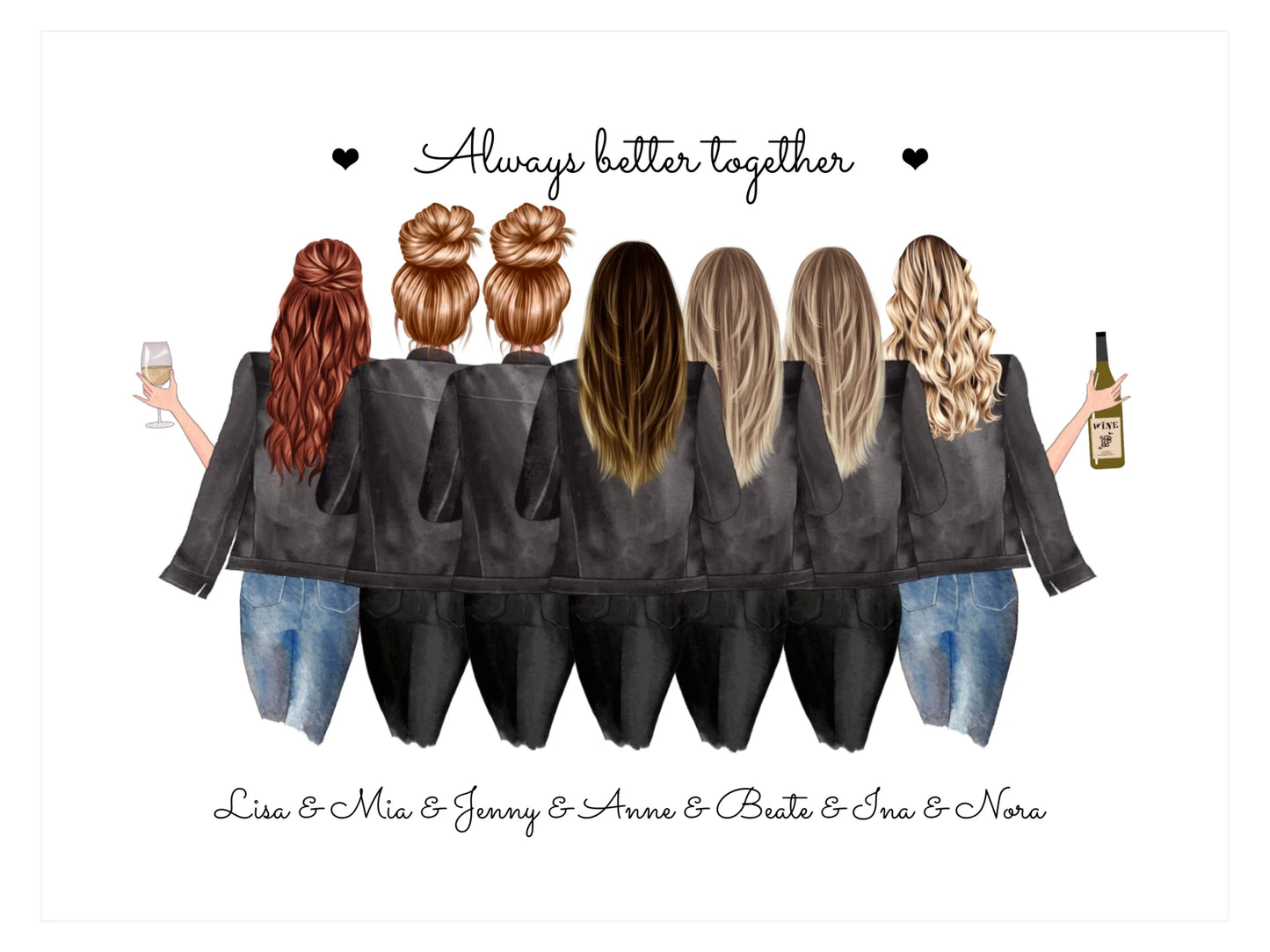 7 beste Freundinnen Poster Geschenk personalisiert - Beste Freundin Bild Geburtstagsgeschenk & Weihnachtsgeschenk