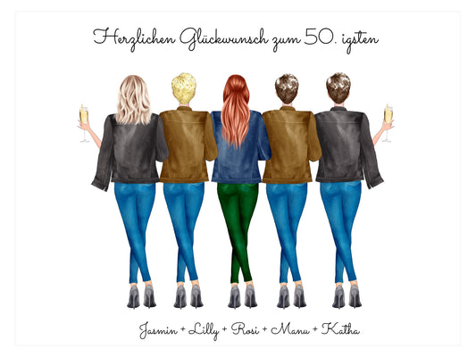 50 Geburtstag Frau & beste Freundin - Bild & Poster Geschenk personalisiert Posters Poster