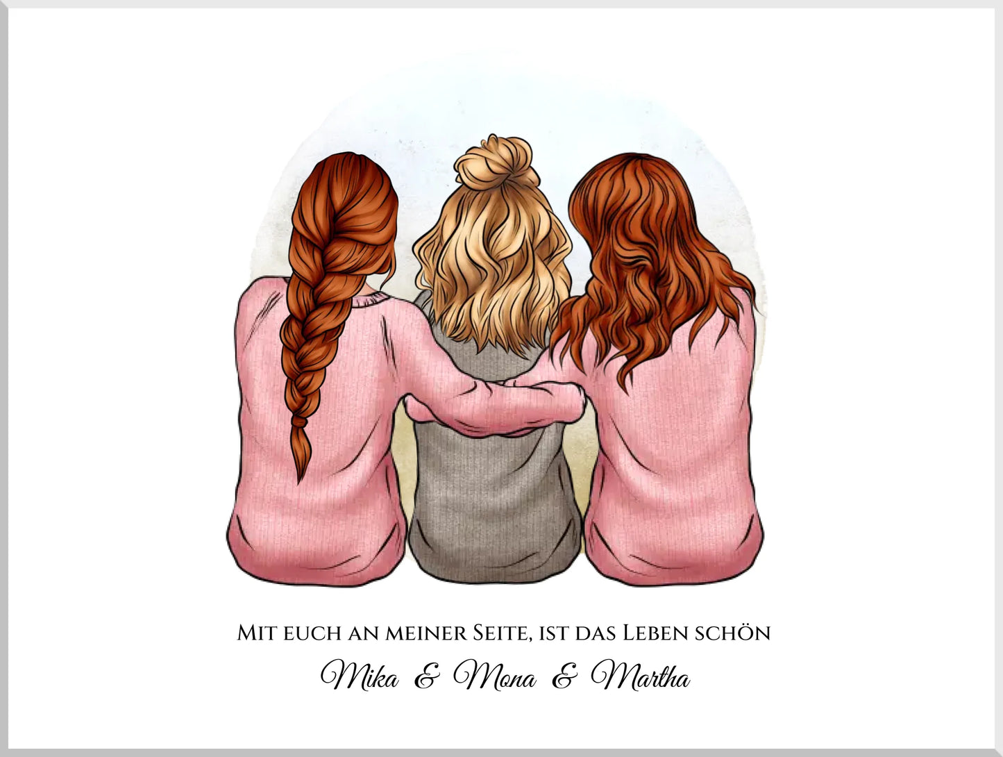 3 beste Freundinnen Geschenk personalisiert - für Schwester, Mama, Kollegin