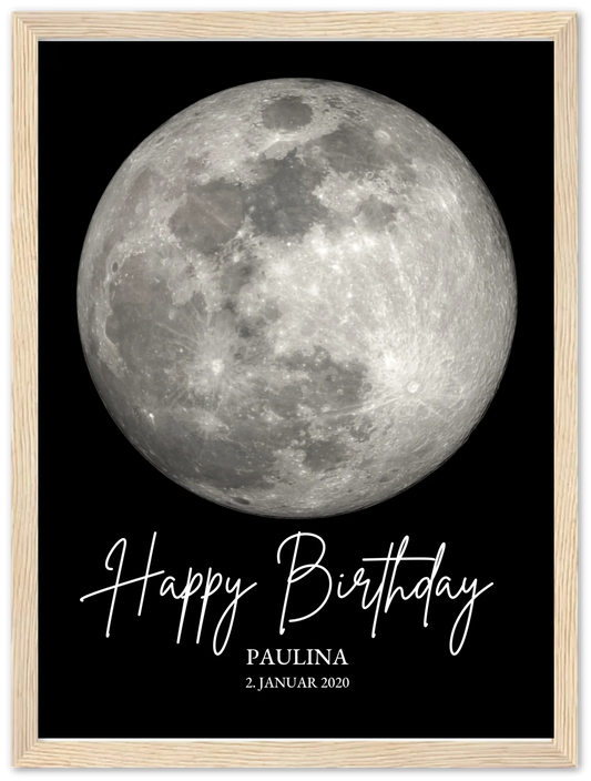 Personalisiertes Geschenk zum Geburtstag Mondphasen-Poster Premium Matte Paper Wooden Framed Poster - Wood - Vertical Gerahmtes Poster