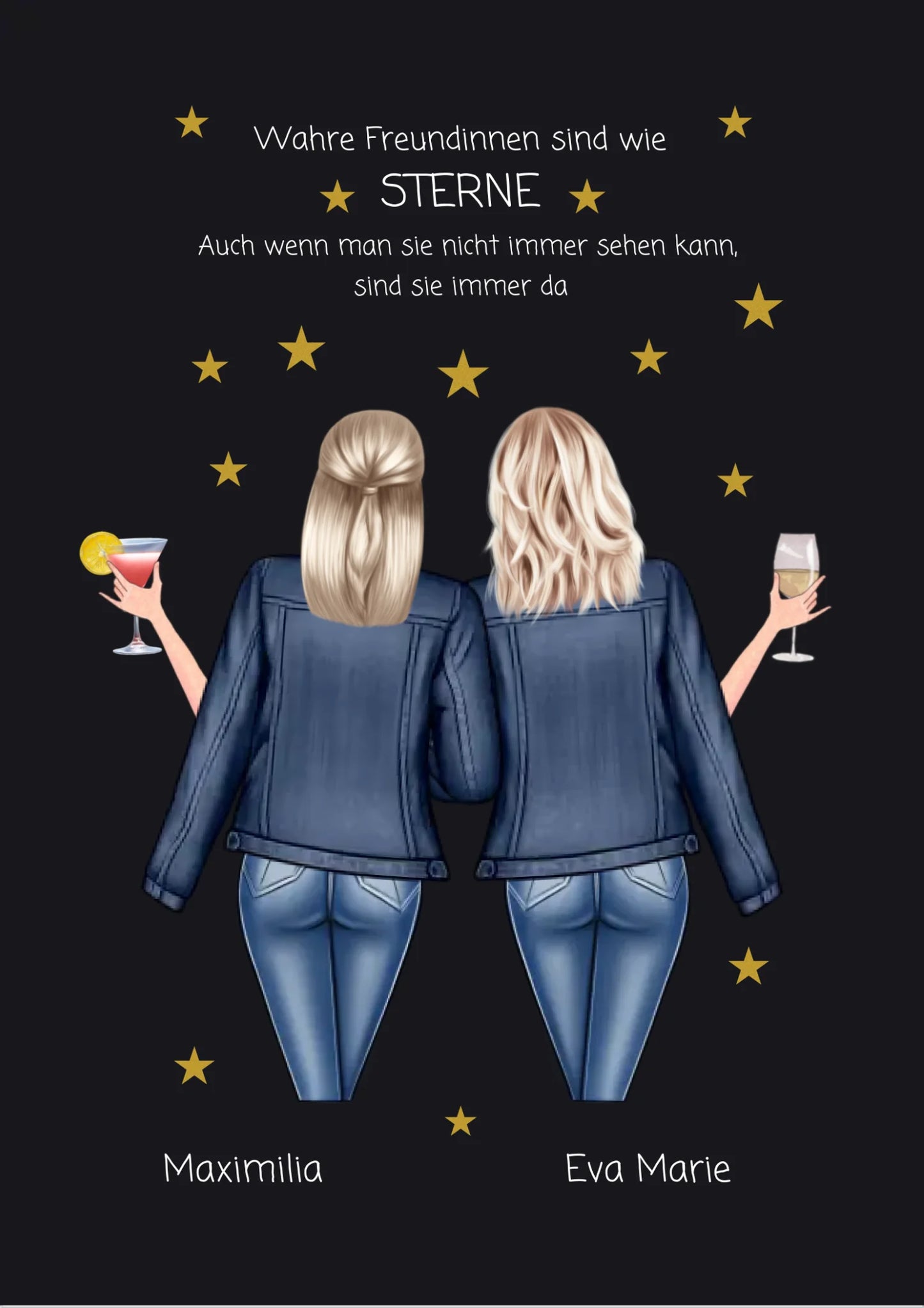Geschenk für die beste Freundin – Wahre Freundinnen Poster personalisiert mit Namen & Spruch – BFF Bild !!! Digitale Datei zum Selberdrucken - kein Poster !!! Digitale Datei zum Selberdrucken - kein Poster A4 A3 A2