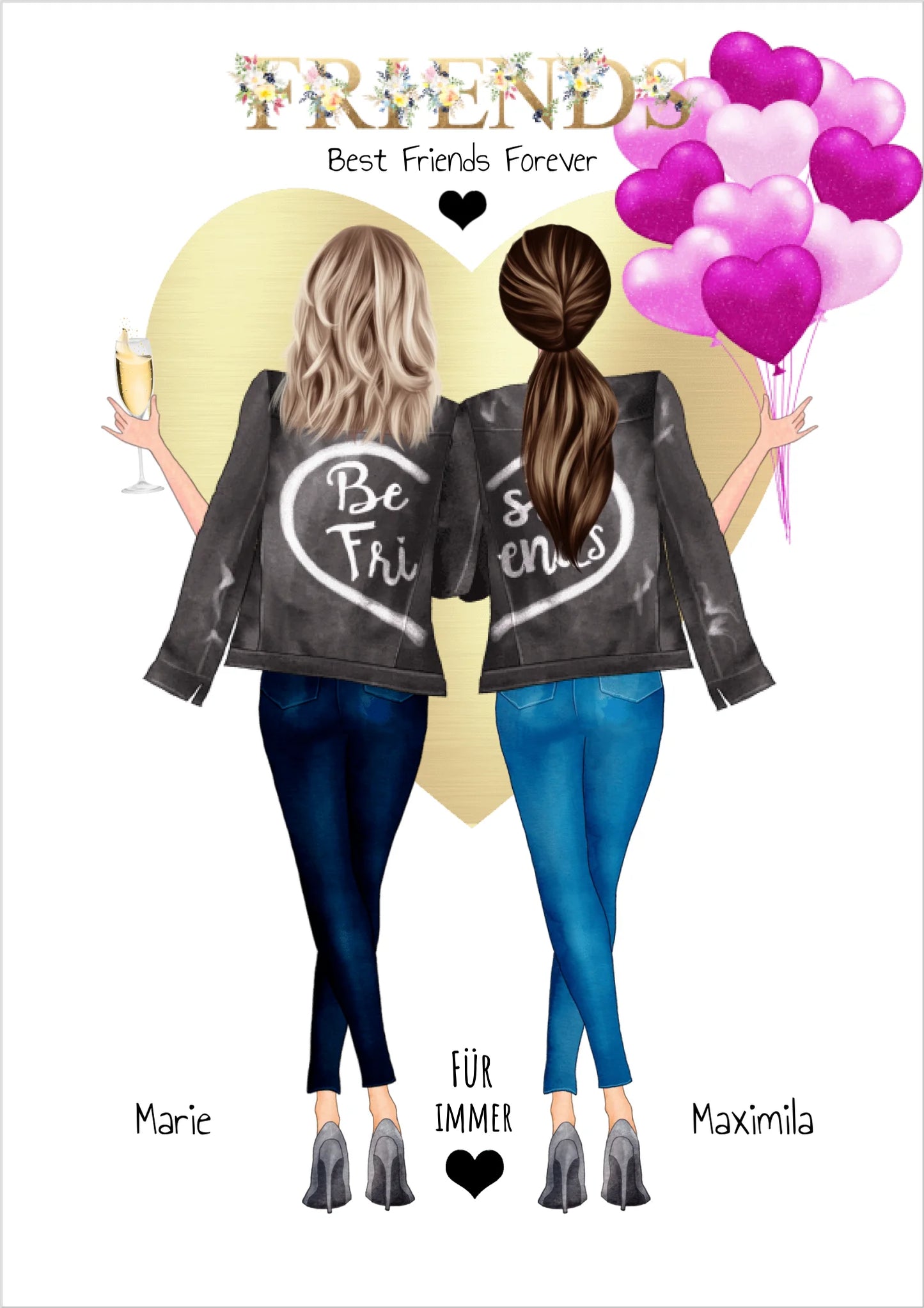 Beste Freundin Bild Poster | personalisiertes Geschenk | persönliches 2 Freundinnen Bild | Geburtstagsgeschenk