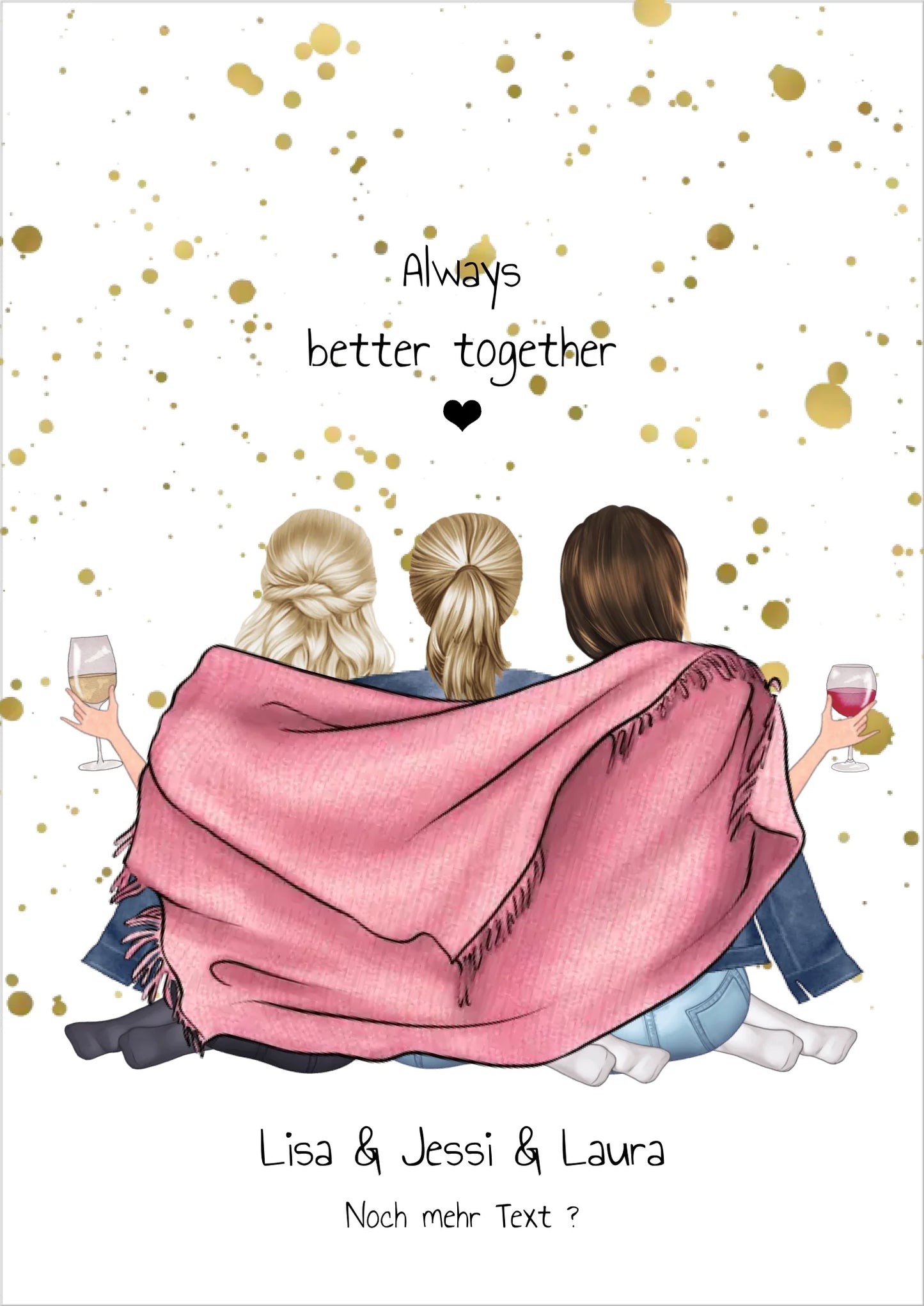 Personalisiertes Poster Geschenk - 3 Beste Freundinnen Geburtstag - Best Friends