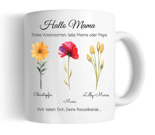 Weihnachtsgeschenk für Mama oder Papa mit Namen und Spruch