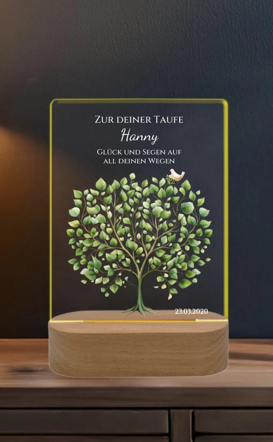 Zur Taufe Taufgeschenk / Geburtsgeschenk - Personalisiertes Baby & Kinder - LED Nachtlicht Lebensbaum