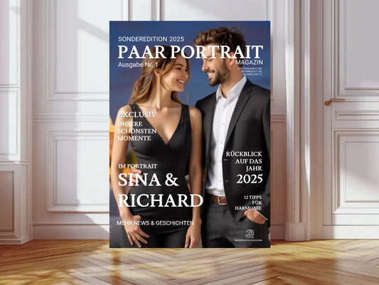 Personalisiertes Magazine Cover "Couple Paar Portrait" Zeitschrift Titelblatt Fotoposter Geschenk - digitale Datei