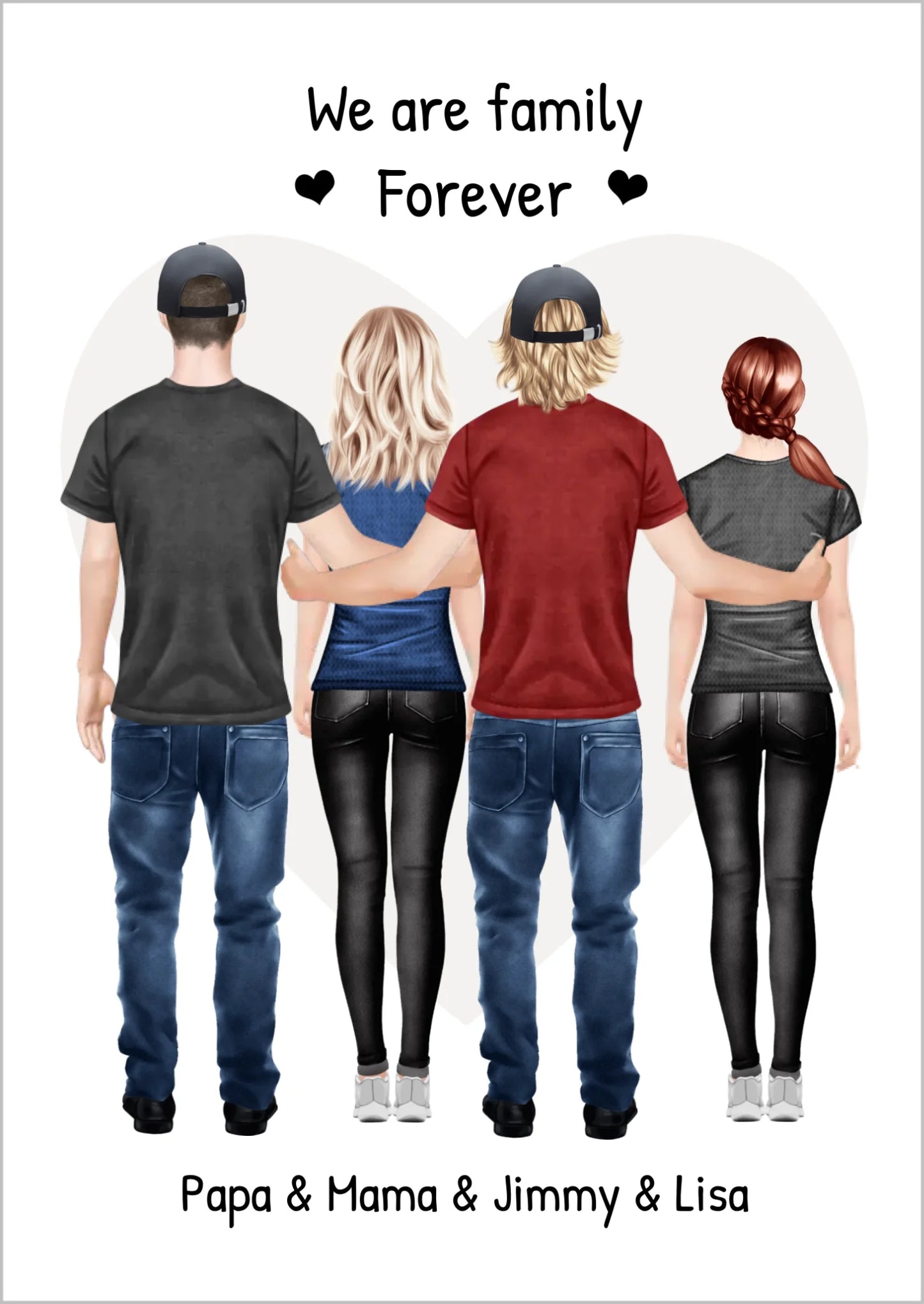 Personalisiertes beste Freunde Poster Geschenk Familie - Familienbild / Freundebild 4 Erwachsene - Familienportrait - We are family !!! Digitale Datei zum Selberdrucken - kein Poster !!! Digitale Datei zum Selberdrucken - kein Poster A4 A3 A2