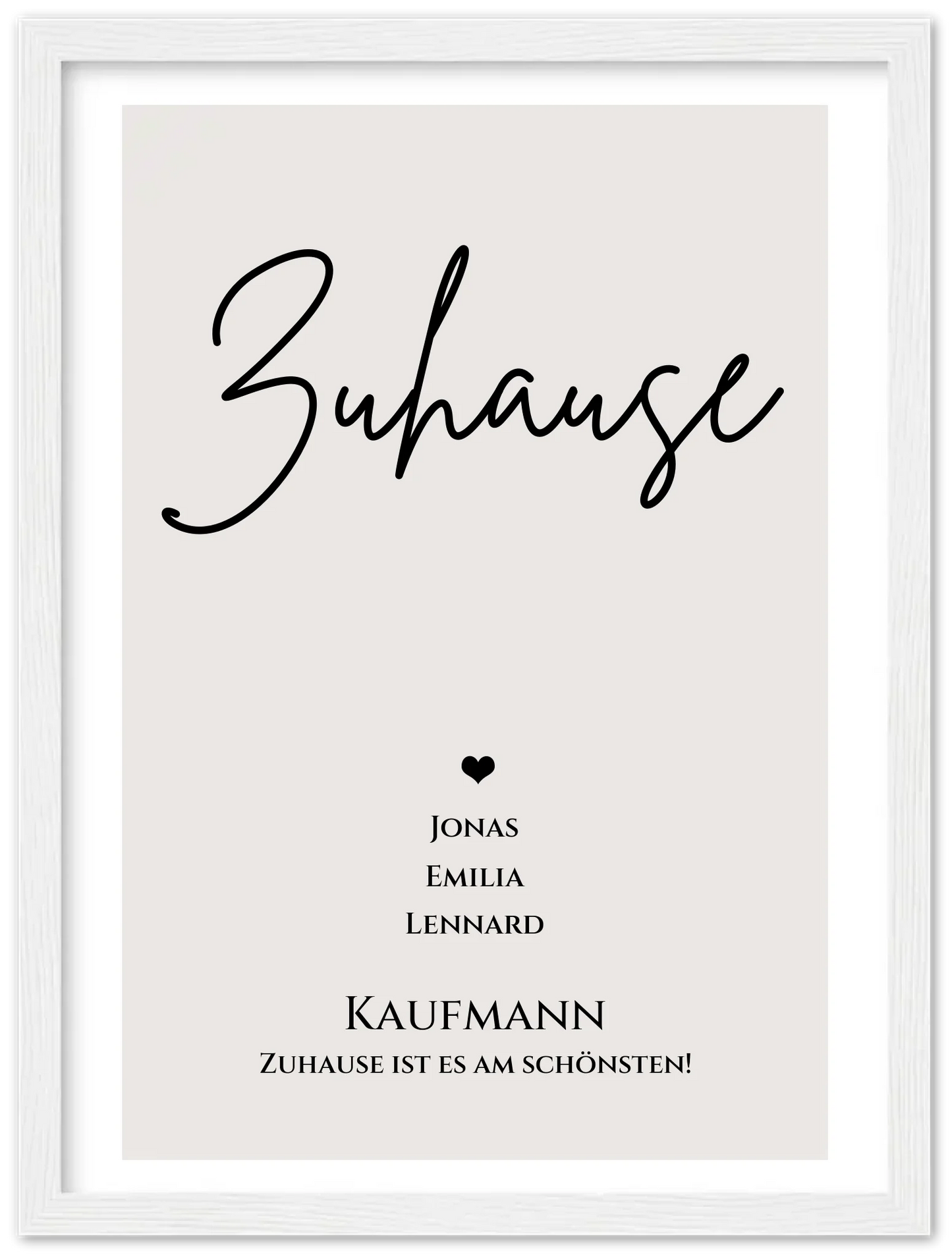 "ZUHAUSE" Poster personalisiert | Familien Bild Geschenk mit Namen und Datum