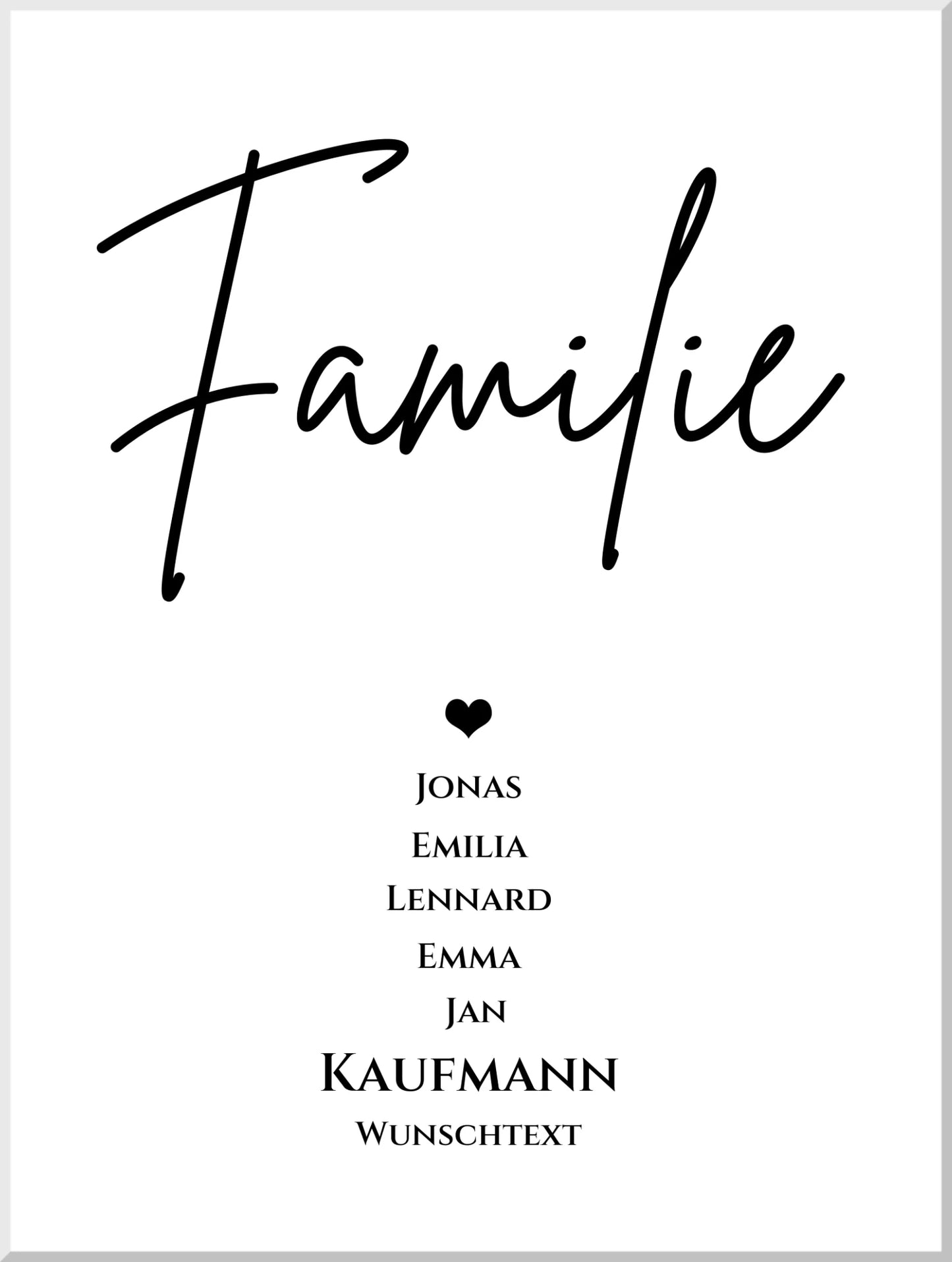Familie Bild Geschenk "FAMILIE" Poster | Familiengeschenk mit Namen personalisiert | Geschenk beste Freunde Leinwanddruck Leinwandbild