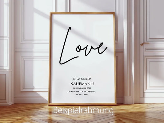 "LOVE" Personalisiertes Hochzeitsposter | Hochzeitsgeschenk Bild mit Namen und Datum