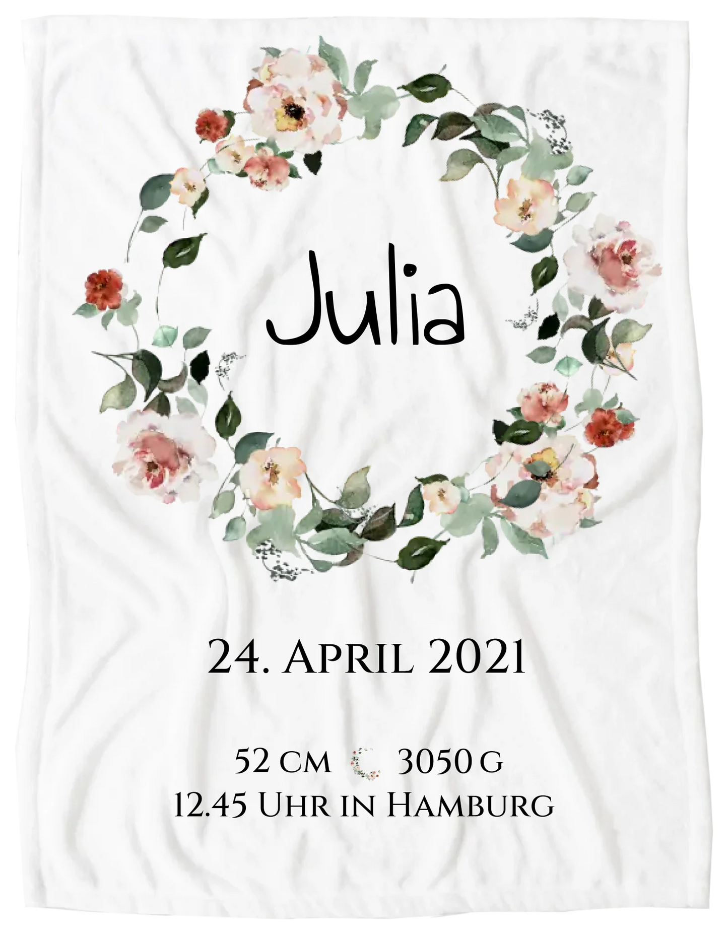 Personalisiertes Poster Geschenk zur Geburt und Taufe | Geburtsanzeige Waldtiere Blanket Premium Kuscheldecke 200 x 150 cm 60" x 80"