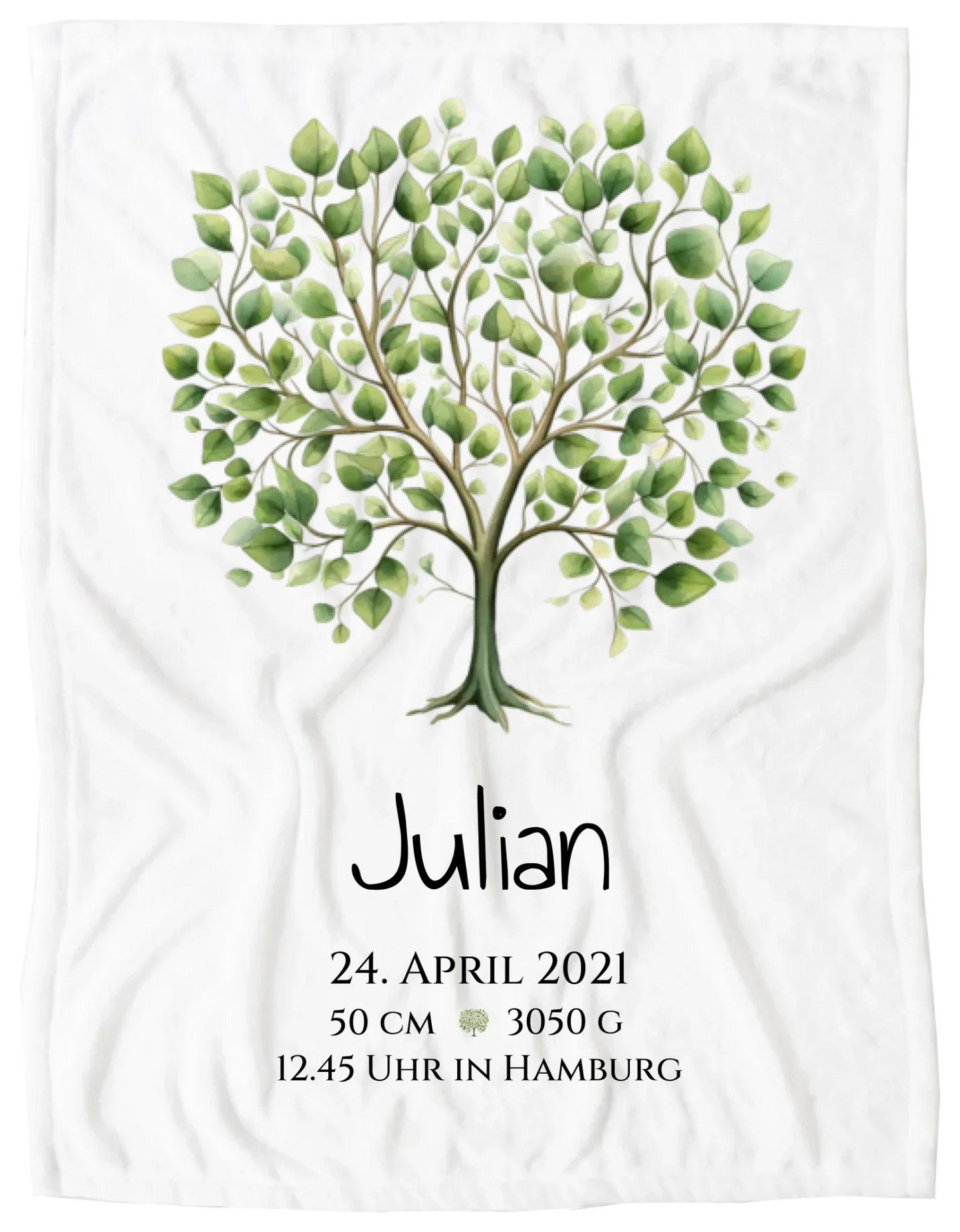 Personalisiertes Poster zur Geburt & Taufe mit Lebensbaum - Geschenkidee Blanket Premium Kuscheldecke 200 x 150 cm 60" x 80"