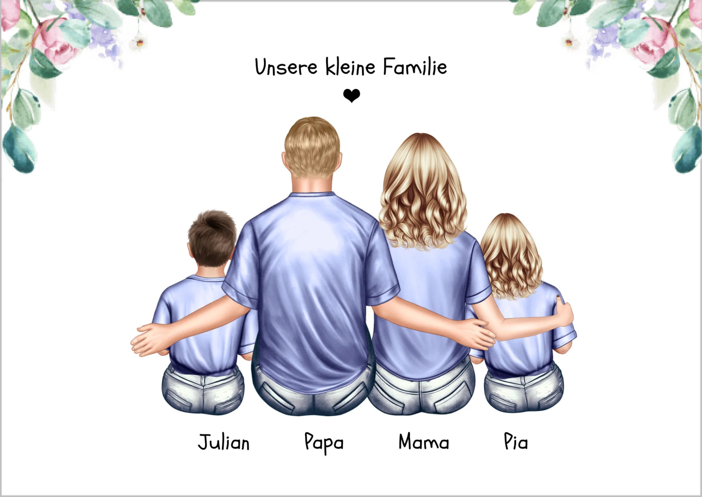 Weihnachtsgeschenk Familienbild mit 2-3 Kindern - personalisiertes Geschenk Papa -Geschenk Mama - Geburtstagsgeschenk !!! Digitale Datei zum Selberdrucken - kein Poster !!! Digitale Datei zum Selberdrucken - kein Poster A4 A3 A2