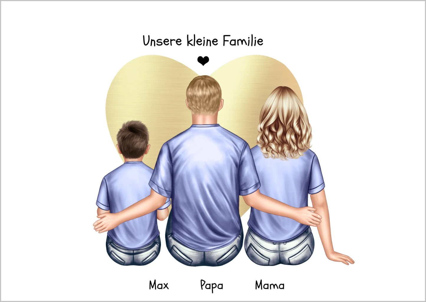 Geschenk Familie Poster, personalisiertes Familienbild mit Mama, Papa, 1 Kind perfekt als Weihnachtsgeschenk, Geburtstagsgeschenk !!! Digitale Datei zum Selberdrucken - kein Poster !!! Digitale Datei zum Selberdrucken - kein Poster A4 A3 A2