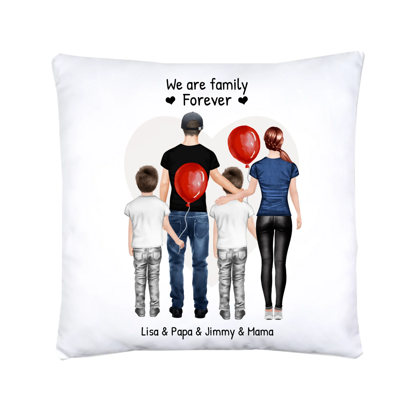 Personalisiertes Geschenk Bettwäsche, Bettbezug Familie, Mama, Papa, 2 Kinder Personalisierte Bettwäsche Default 80x80 Kopfkissen