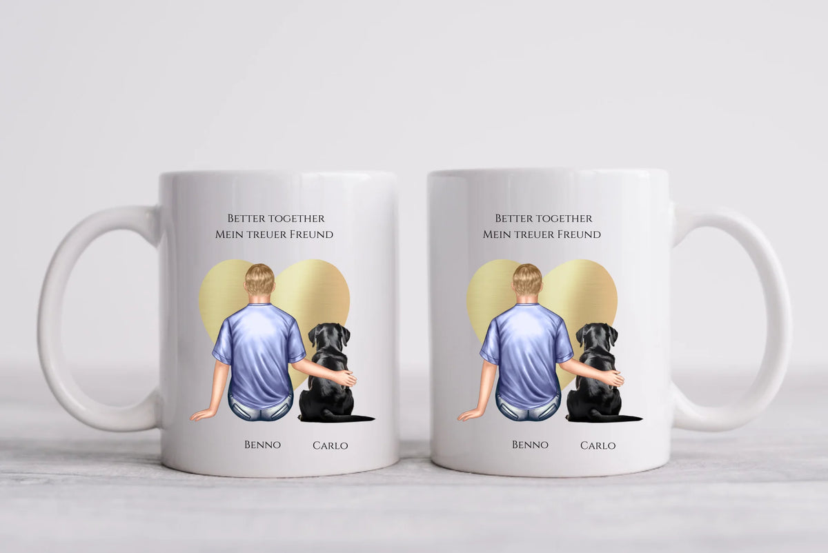 Geschenk Mann mit Hund Tasse personalisiert - Geburtstagsgeschenk Geschenk Hundebesitzer Weihnachtsgeschenk