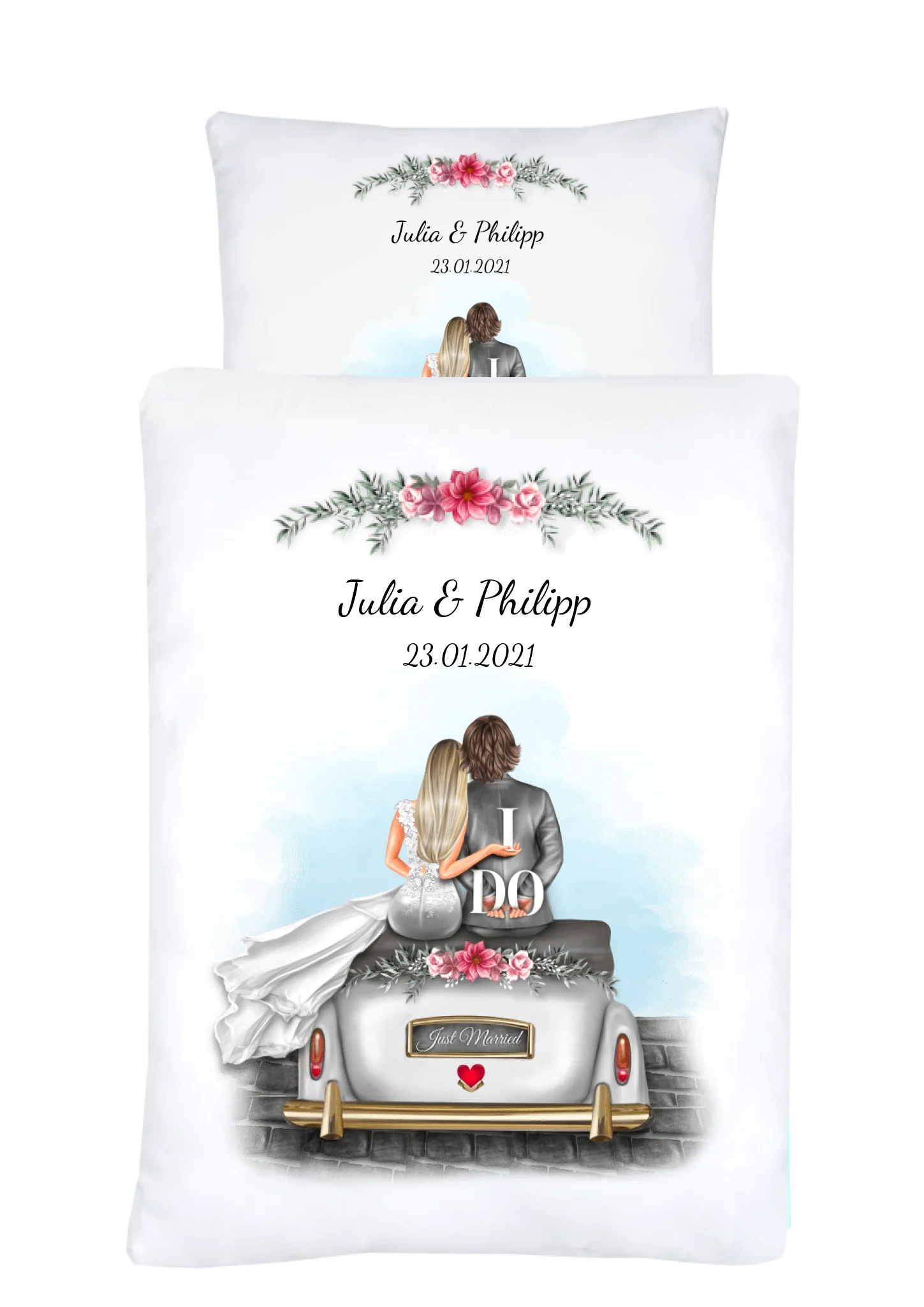 Personalisierte Bettwäsche Pärchen – Hochzeitsgeschenk & Partnergeschenk mit Namen – BesteFreundeGeschenke
