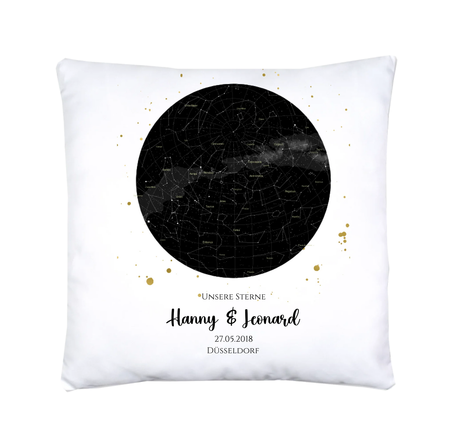 Hochzeitsgeschenk Just Married | Personalisierter Bettbezug Kreis | Geschenk zur Hochzeit, Valentin, Liebe im Sternkarte/Sternenhimmel Design