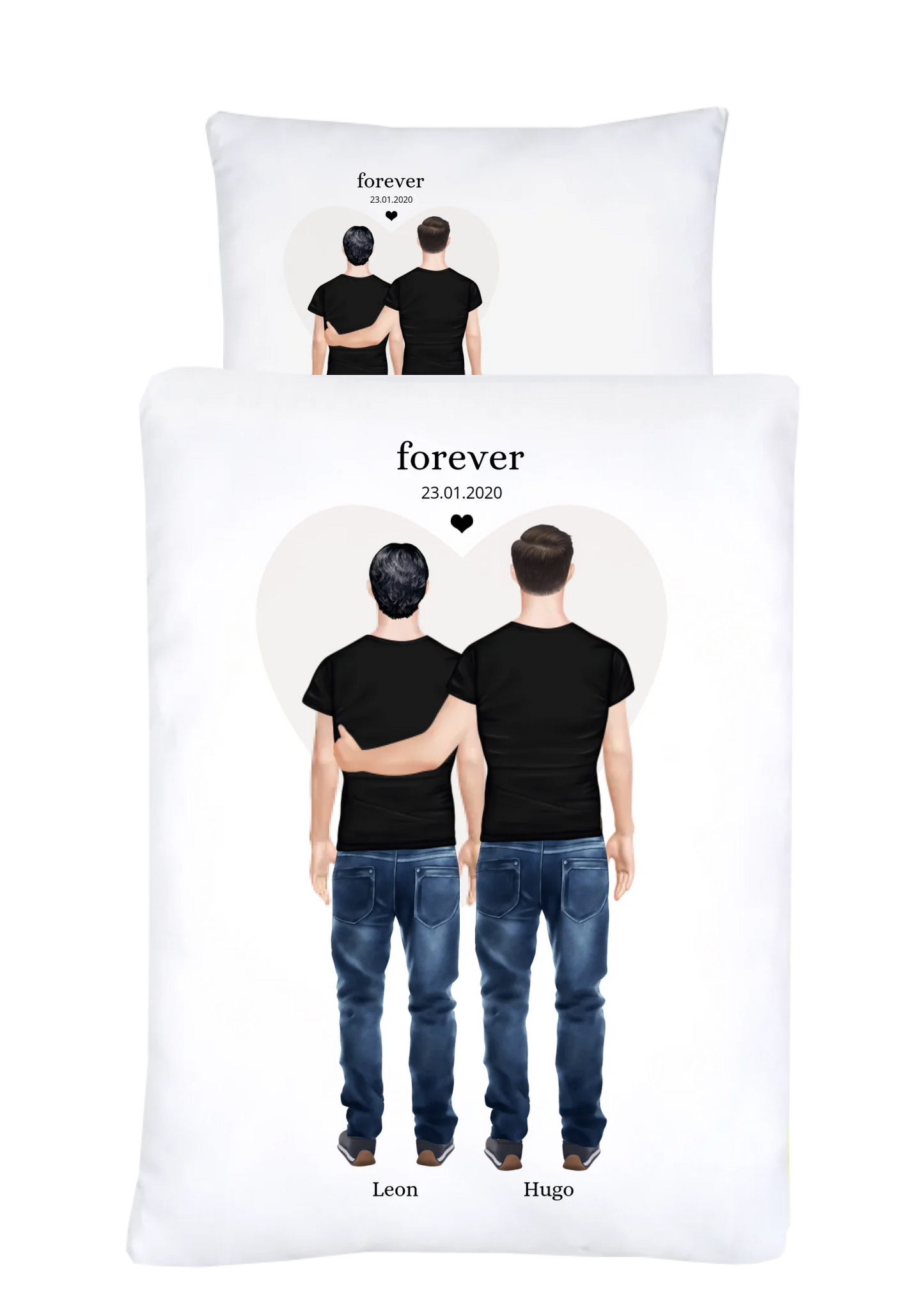 Partnergeschenk beste Freunde Geschenk personalisiert - 2 Männer Bettwäsche Freundschaft & Valentinstag Geschenk, Geburtstagsgeschenk & Weihnachtsgeschenk