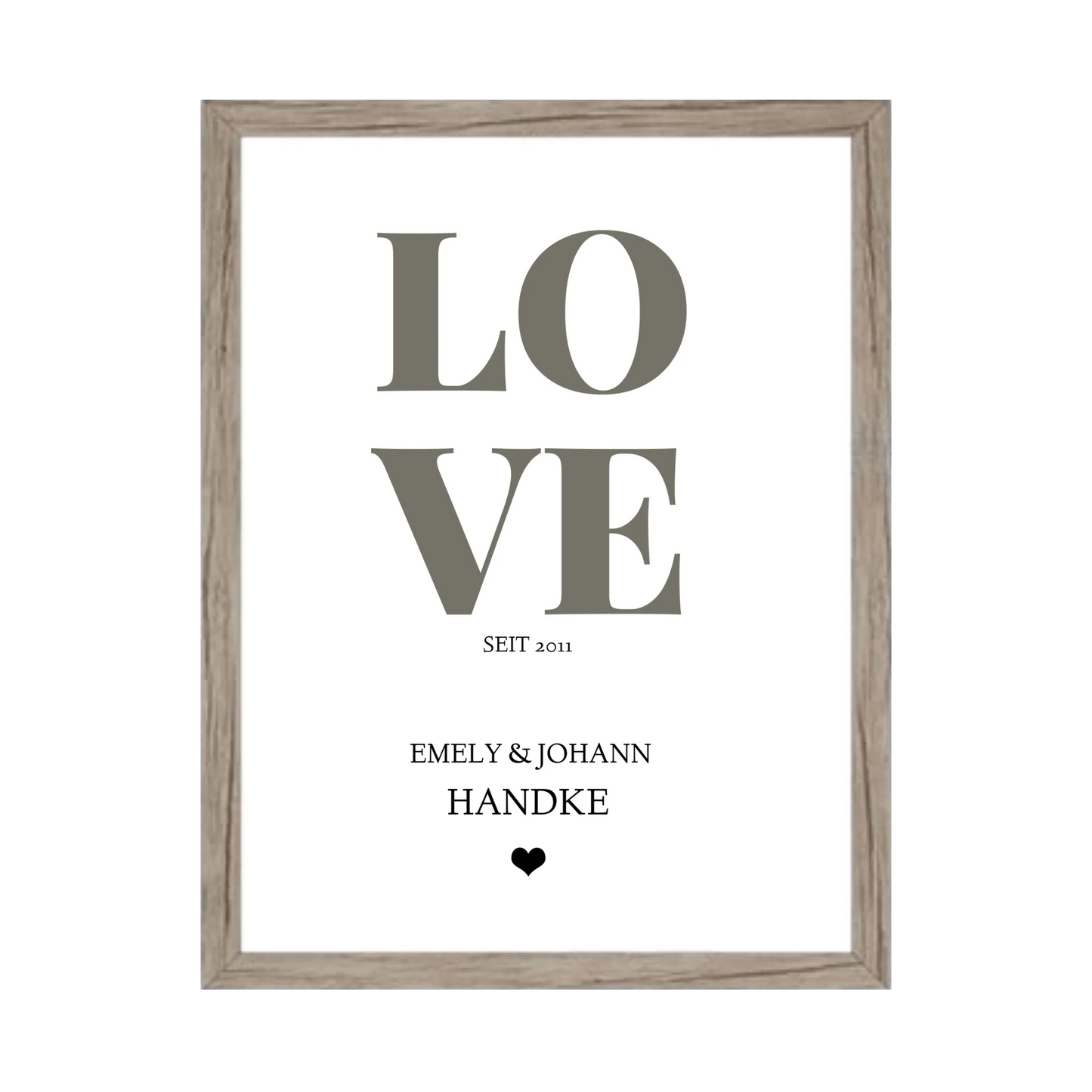 LOVE Poster personalisiert mit Name und Datum Gerahmtes Poster Eichenflair Eichenflair