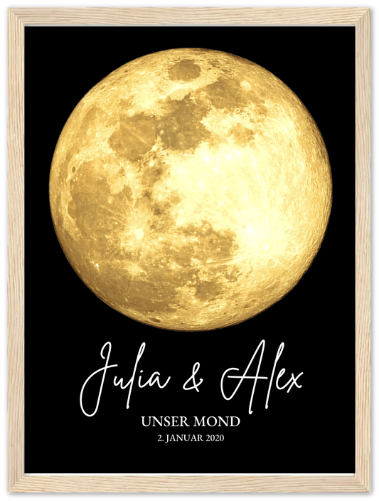 Personalisiertes Mondphasen-Poster - Geschenk zur Hochzeit, Jahrestag, Valentinstag Premium Matte Paper Wooden Framed Poster - Wood - Vertical Gerahmtes Poster