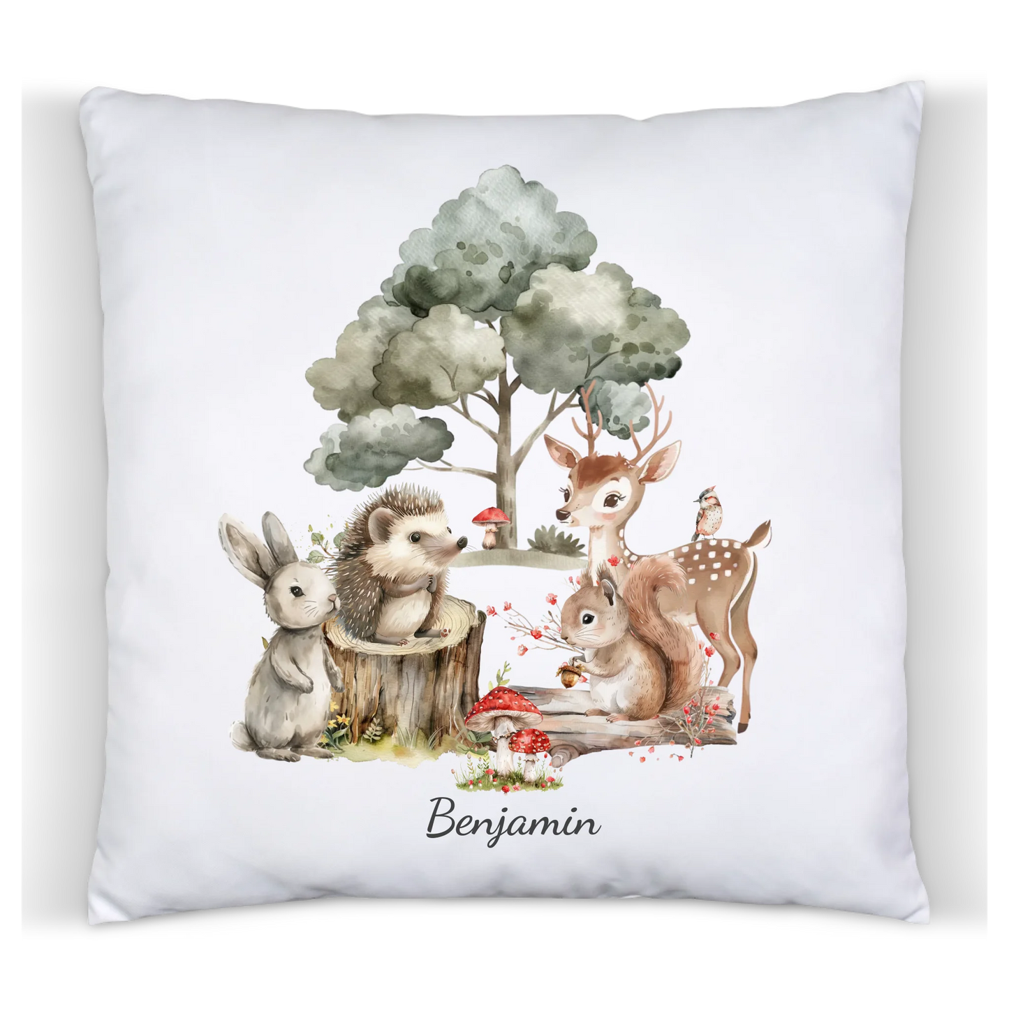 Personalisiertes Kinder Kissen mit Waldtieren- Einschulung & Geburtstag Kissen Baumwolle Baumwollkissen