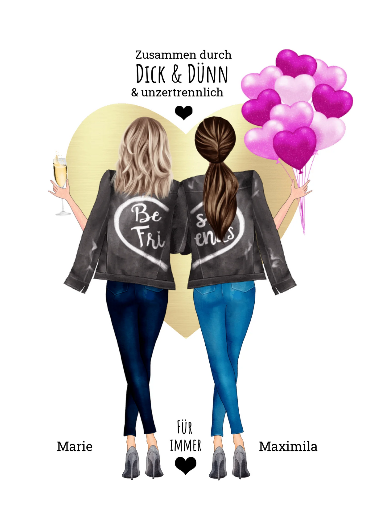 Personalisiertes Geschenk este Freundin - kuschelige warme Fleece Premium Decke, 2 Freundinnen Geburtstag Geschenkidee