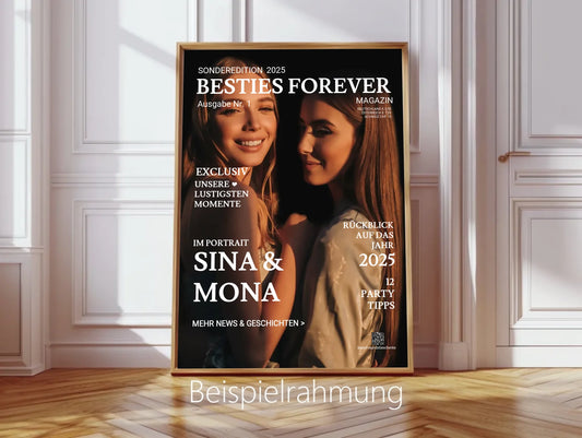 Beste Freundin Bild Geschenk "BESTIES" - Personalisiertes Magazine Cover Poster