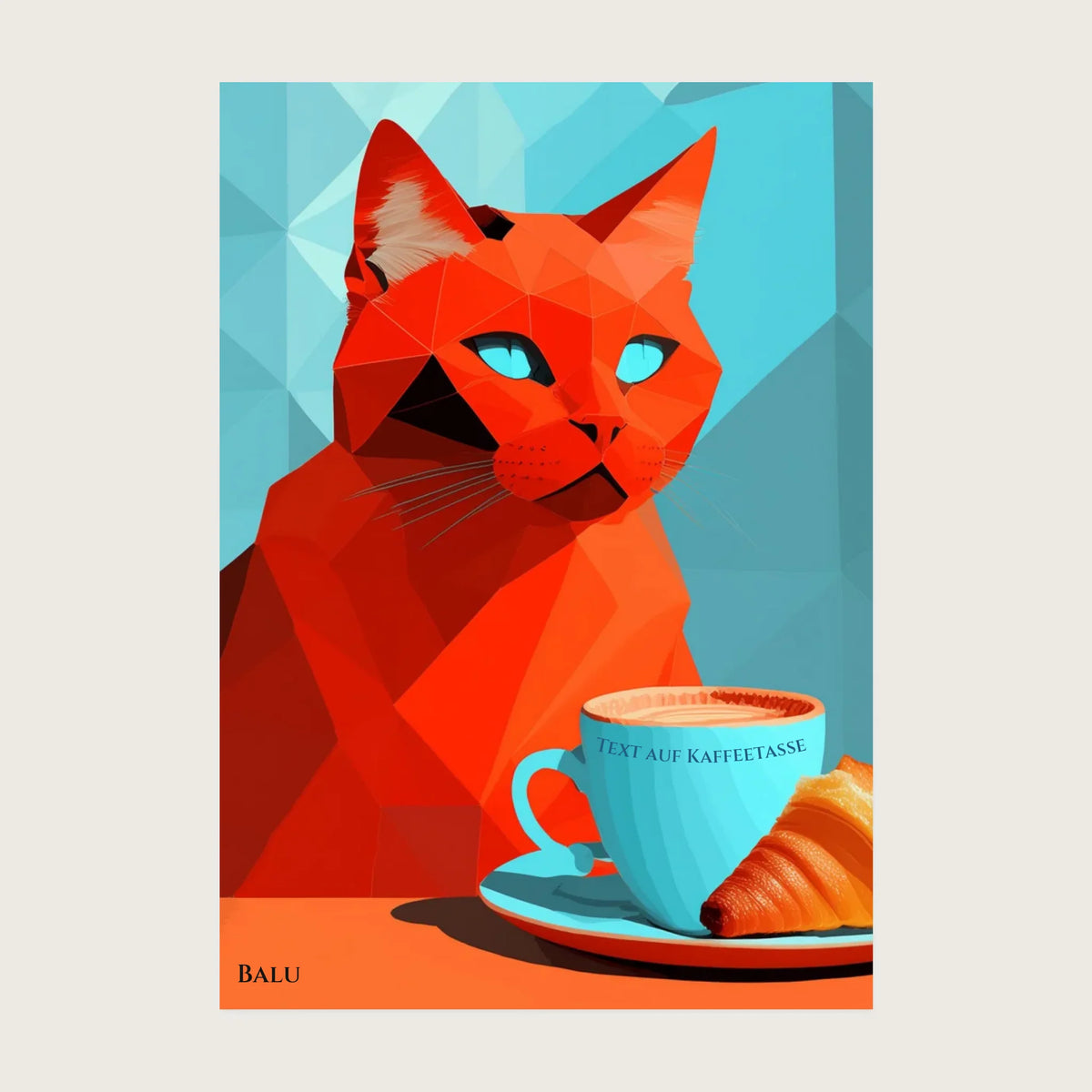 Poster mit Katze "Red Cat" Modernes Wandbild für Katzenfan Poster Poster DIN A3 (420x297mm)