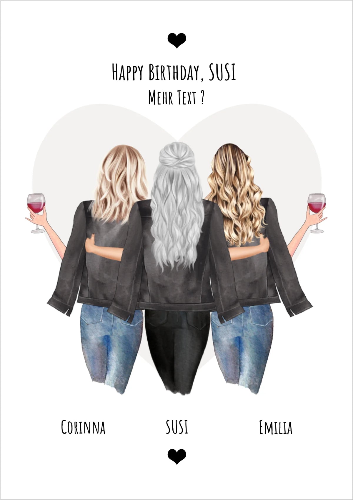 3 beste Freundinnen personalisiertes Poster Geschenk Geburtstagsgeschenk Happy Birthday to YOU !!! Digitale Datei zum Selberdrucken - kein Poster !!! Digitale Datei zum Selberdrucken - kein Poster A4 A3 A2