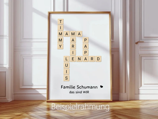 Scrabble Familienbild Poster Geschenk mit Namen