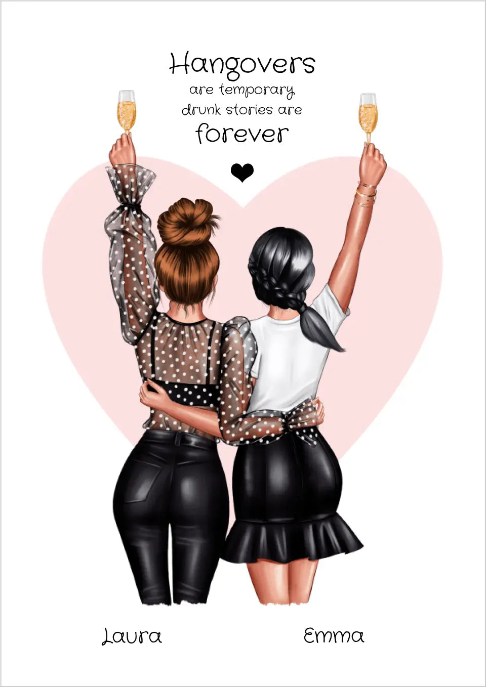 Personalisiertes Geschenk Freundin Poster mit 2 Frauen