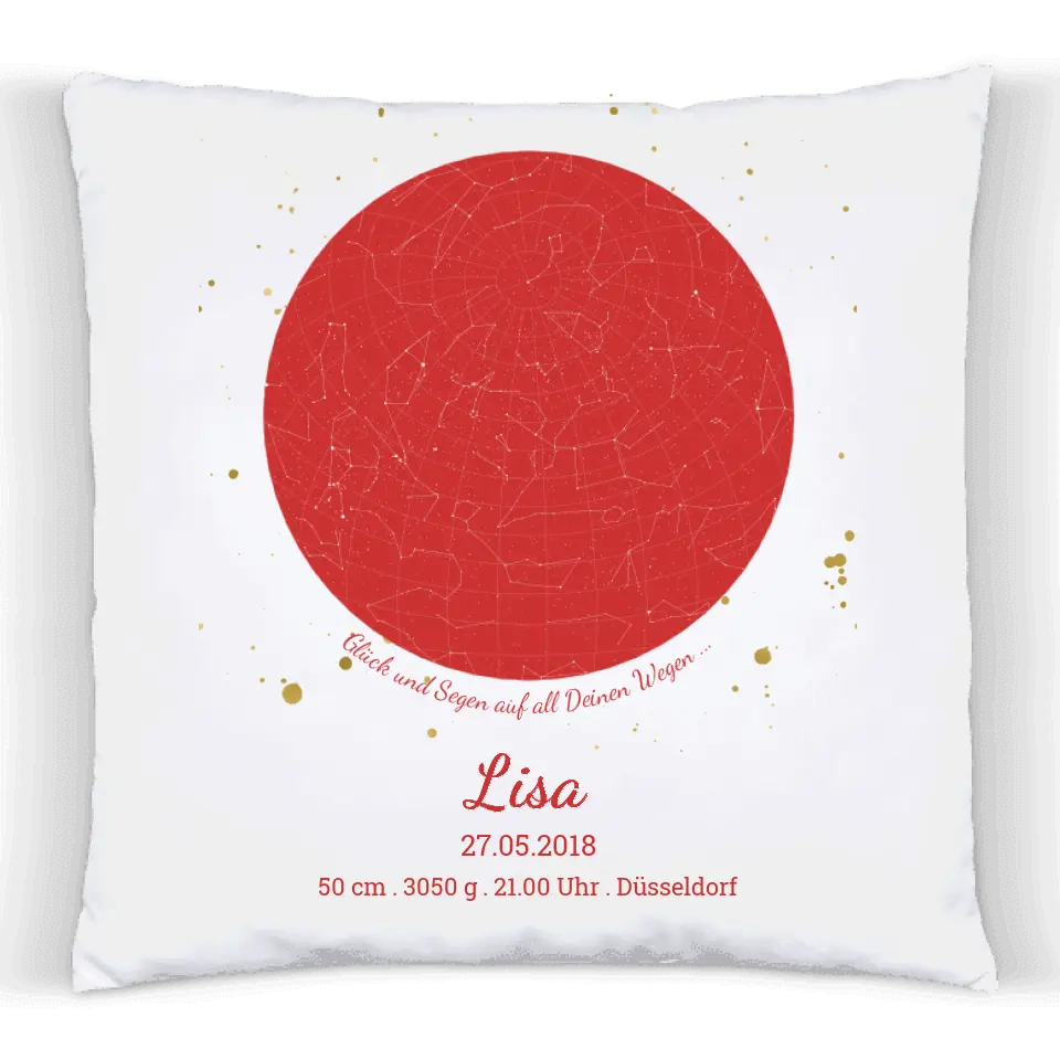 Personalisiertes Geburtsgeschenk und Taufgeschenk mit Sternenhimmel, Namen und Datum.