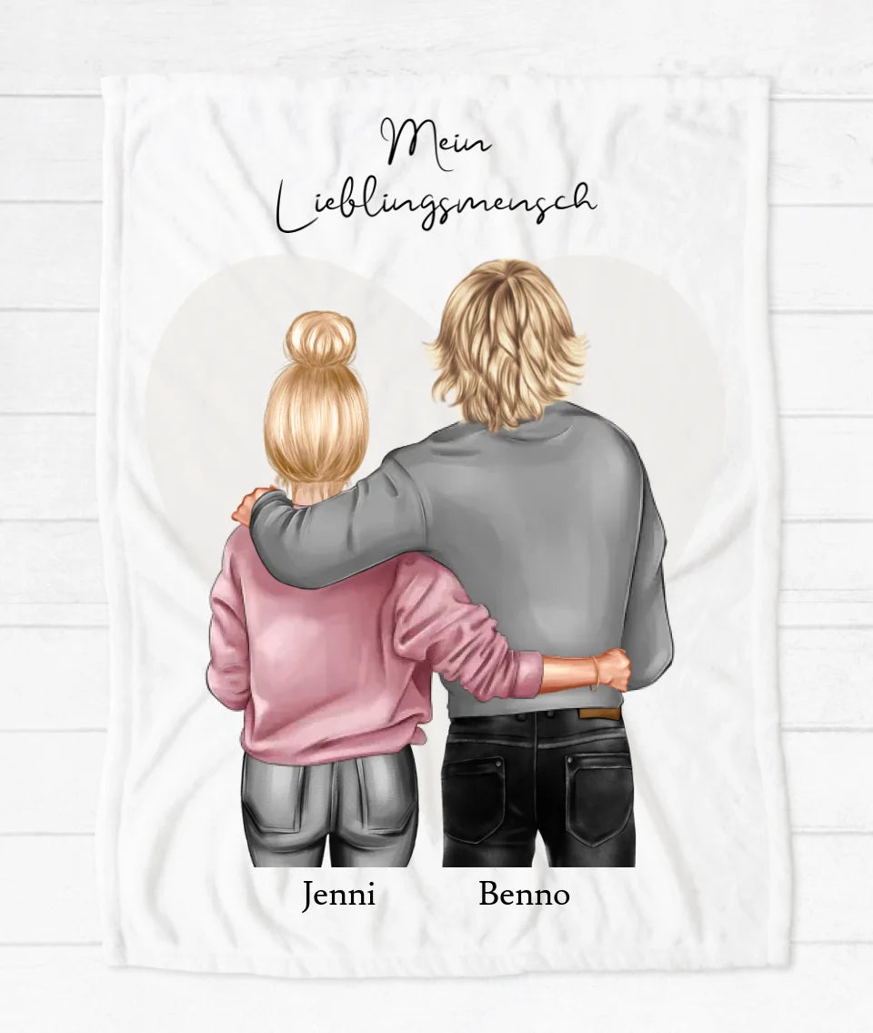 Schönes Geschenk für Paare, Verliebte, Verlobte, Verheiratet. Kuscheldecke komplett anpassbar mit Namen und Spruch.