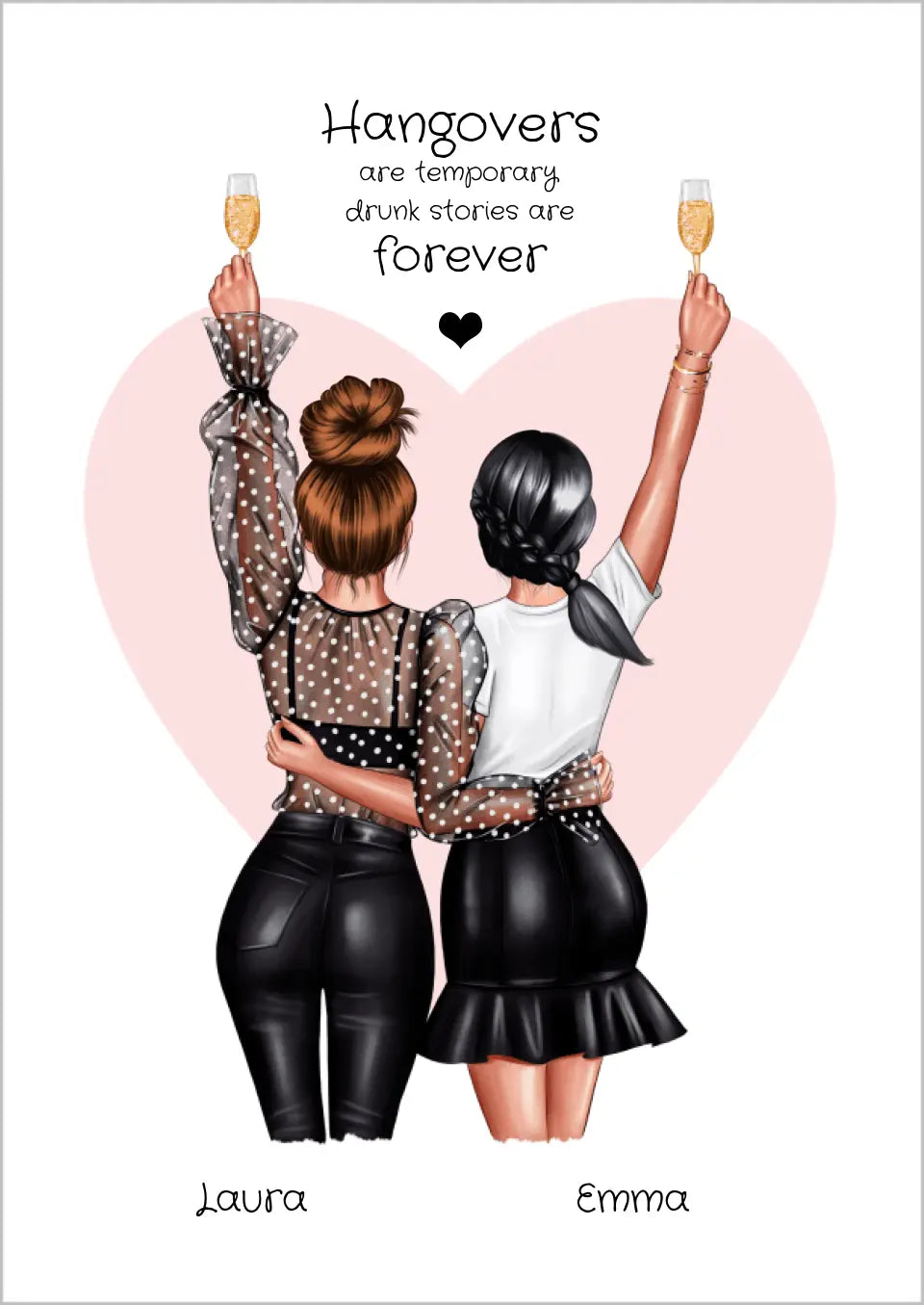 Personalisiertes Freundinnen-Poster mit 2 Frauen