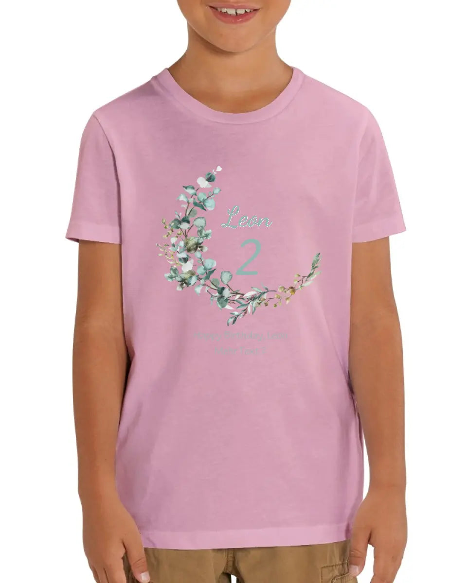 1. - 10. Geburtstag - Happy Birthday oder Wunschtext Kinder Bio T-Shirt mit Waldtieren Namen und Wunschtext personalisiert