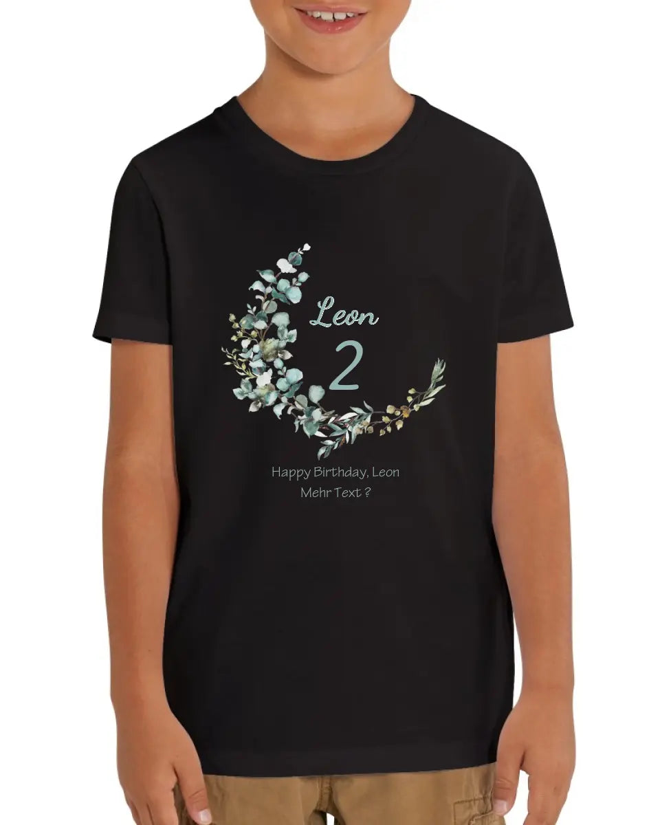 1. - 10. Geburtstag - Happy Birthday oder Wunschtext Kinder Bio T-Shirt mit Waldtieren Namen und Wunschtext personalisiert